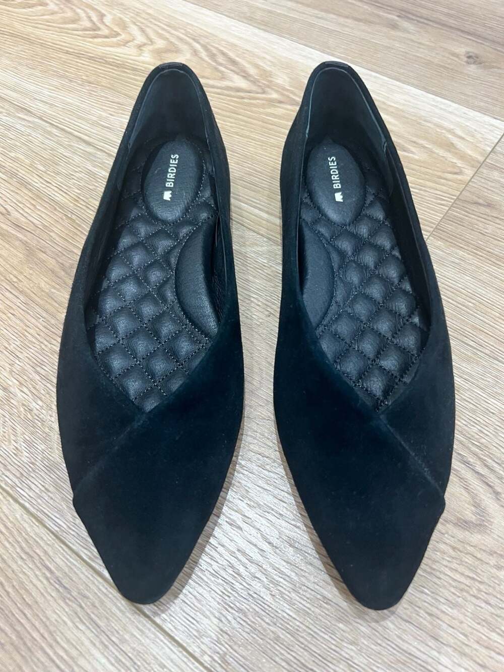 Birdies The Goldfinch Black Suede Pointed Toe Ballet Flats Size 7